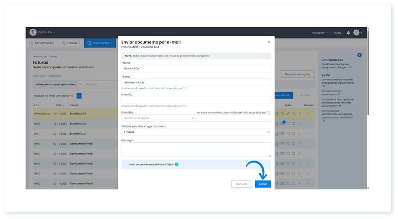 Posso enviar documentos por e-mail aos meus clientes - 7